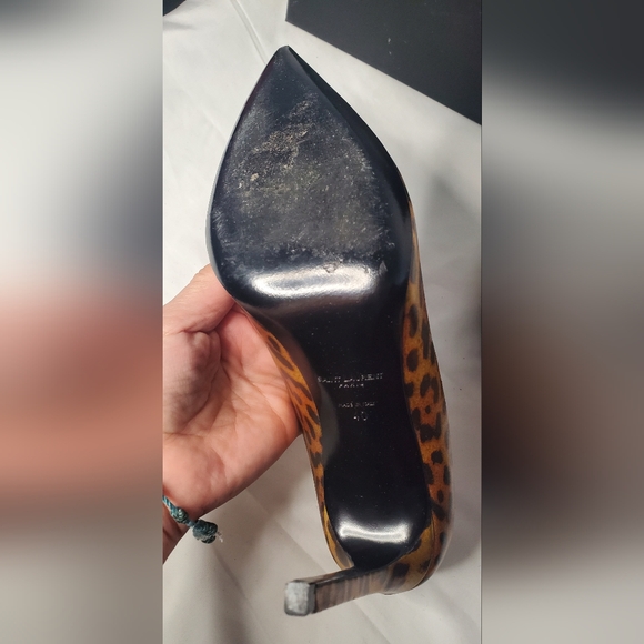 YSL YVE SAUNTLAURENT Paris- size 40 /10 -leather pumps Leopard print shoes/heels - Picture 5 of 9